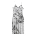 White Gray Marble Print Jersey Midi Cami Dress