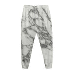 White Gray Marble Print Jogger Pants