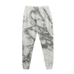 White Gray Marble Print Jogger Pants