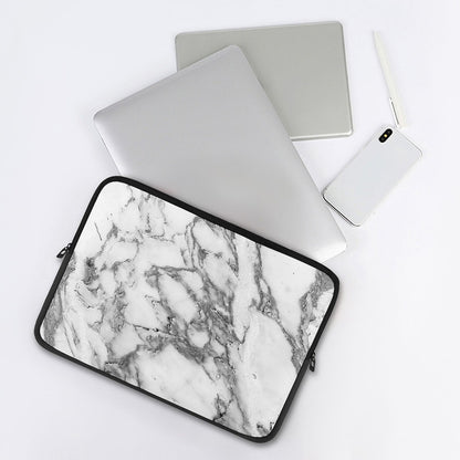White Gray Marble Print Laptop Sleeve