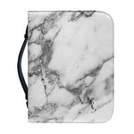 White Gray Marble Print Leather Bible Cover