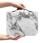White Gray Marble Print Leather Bible Cover