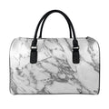 White Gray Marble Print Leather Duffel Bag