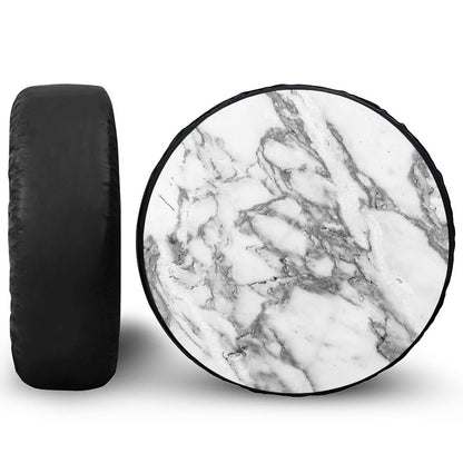 White Gray Marble Print Leather Spare Tire Cover