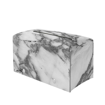 White Gray Marble Print Leather Tissue Box Cover