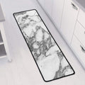White Gray Marble Print Long Kitchen Mat