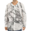 White Gray Marble Print Long Sleeve Baseball Jersey