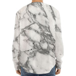 White Gray Marble Print Long Sleeve Baseball Jersey