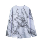 White Gray Marble Print Long Sleeve Short Coat