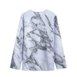 White Gray Marble Print Long Sleeve Short Coat