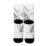 White Gray Marble Print Long Socks