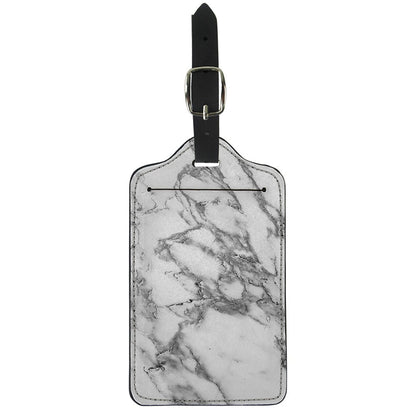 White Gray Marble Print Luggage Tag