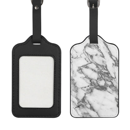 White Gray Marble Print Luggage Tag