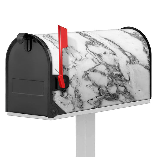 White Gray Marble Print Mailbox Cover