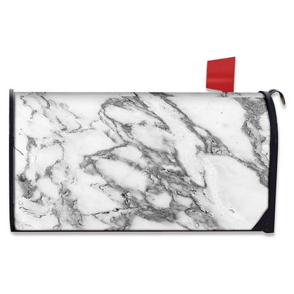 White Gray Marble Print Mailbox Cover