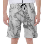 White Gray Marble Print Men's Beach Shorts