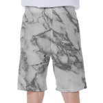White Gray Marble Print Men's Beach Shorts