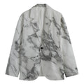 White Gray Marble Print Men's Blazer