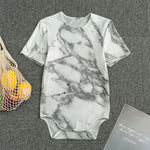 White Gray Marble Print Men's Bodysuit