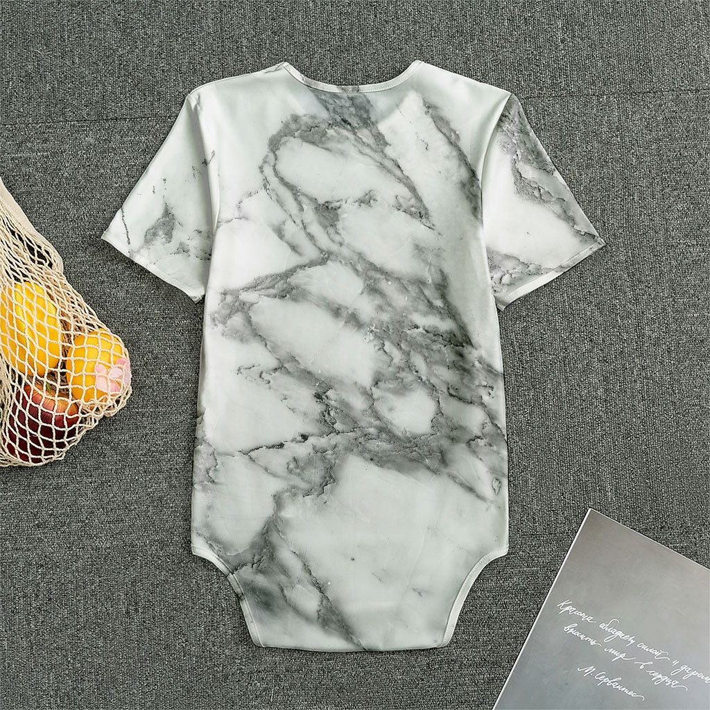 White Gray Marble Print Men's Bodysuit