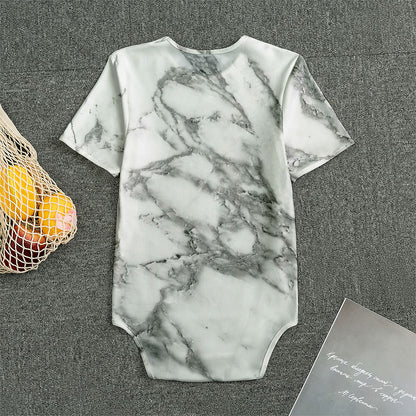 White Gray Marble Print Men's Bodysuit