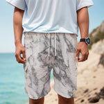 White Gray Marble Print Men's Cargo Shorts