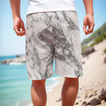 White Gray Marble Print Men's Cargo Shorts