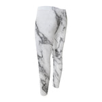 White Gray Marble Print Men's Compression Pants