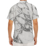 White Gray Marble Print Men's Deep V-Neck Shirt