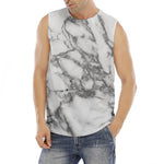 White Gray Marble Print Men's Fitness Tank Top