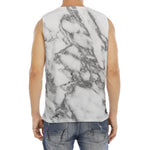 White Gray Marble Print Men's Fitness Tank Top