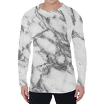 White Gray Marble Print Men's Long Sleeve T-Shirt