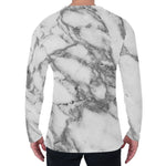 White Gray Marble Print Men's Long Sleeve T-Shirt