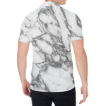 White Gray Marble Print Men's Shirt