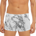 White Gray Marble Print Men's Short Boxer Briefs