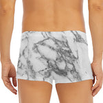 White Gray Marble Print Men's Short Boxer Briefs