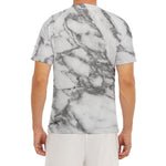 White Gray Marble Print Men's Short Sleeve Rash Guard