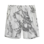 White Gray Marble Print Men's Sports Shorts
