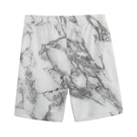 White Gray Marble Print Men's Sports Shorts