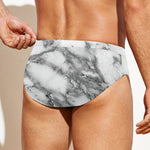 White Gray Marble Print Men's Swim Briefs