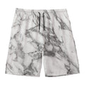 White Gray Marble Print Men's Swim Trunks