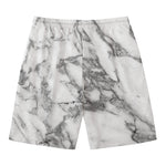 White Gray Marble Print Men's Swim Trunks