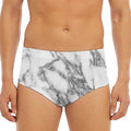 White Gray Marble Print Men's Triangle Swim Briefs