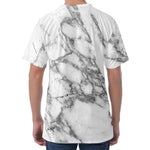 White Gray Marble Print Men's Velvet T-Shirt