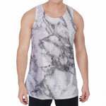 White Gray Marble Print Men's Velvet Tank Top