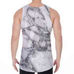 White Gray Marble Print Men's Velvet Tank Top
