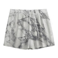 White Gray Marble Print Mesh Shorts