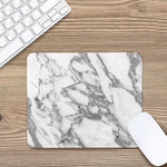 White Gray Marble Print Mouse Pad