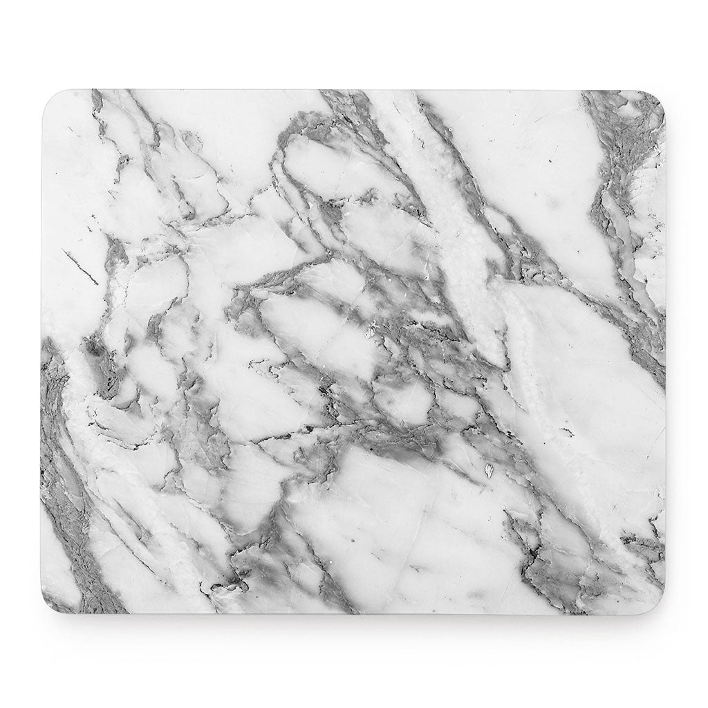 White Gray Marble Print Mouse Pad