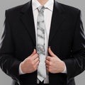 White Gray Marble Print Necktie